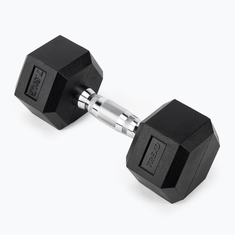 TREXO Hex HXD75 rubberised dumbbell 7.5 kg 2