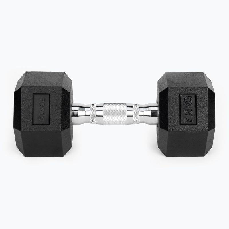 TREXO Hex HXD75 rubberised dumbbell 7.5 kg 4