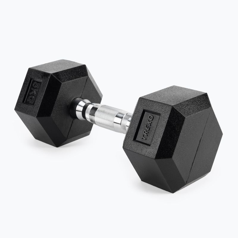 TREXO Hex HXD50 5 kg rubberised dumbbells