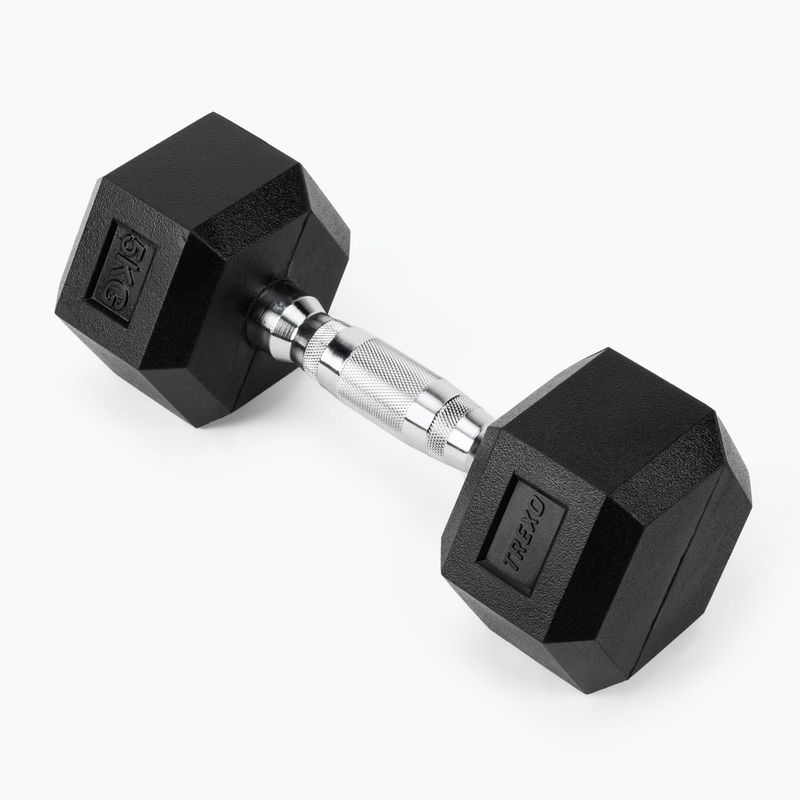 TREXO Hex HXD50 5 kg rubberised dumbbells 2