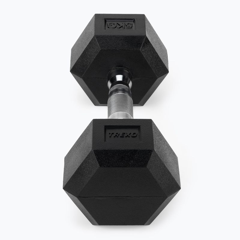 TREXO Hex HXD50 5 kg rubberised dumbbells 3