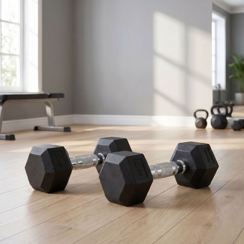 XTREXO Hex HXD50 5 kg rubberised dumbbells 3