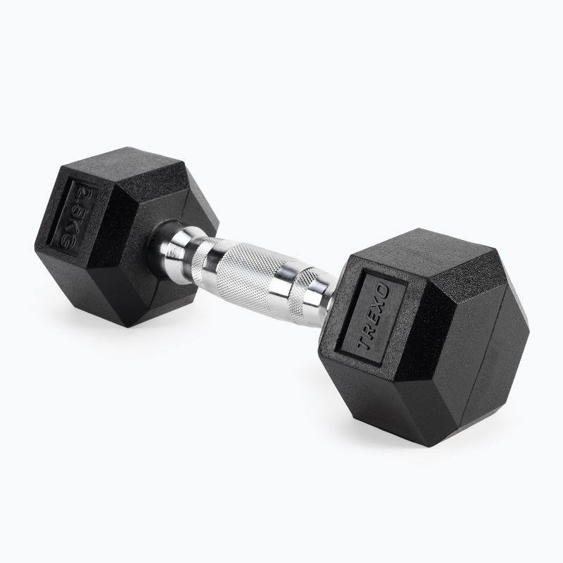 XTREXO Hex HXD25 rubberised dumbbell 2.5 kg