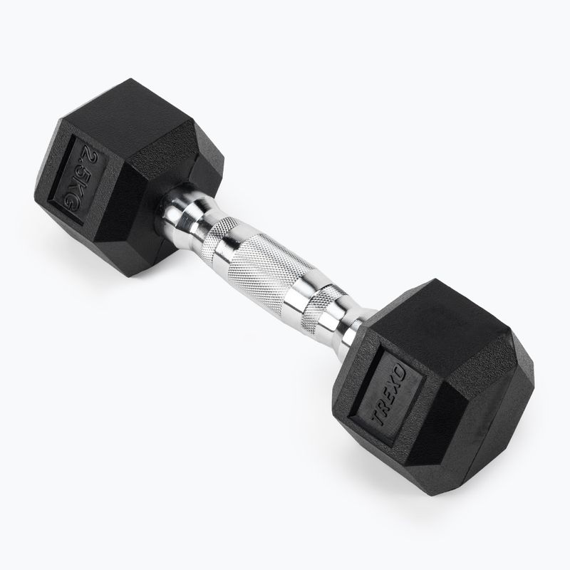 TREXO Hex HXD25 rubberised dumbbell 2.5 kg 2