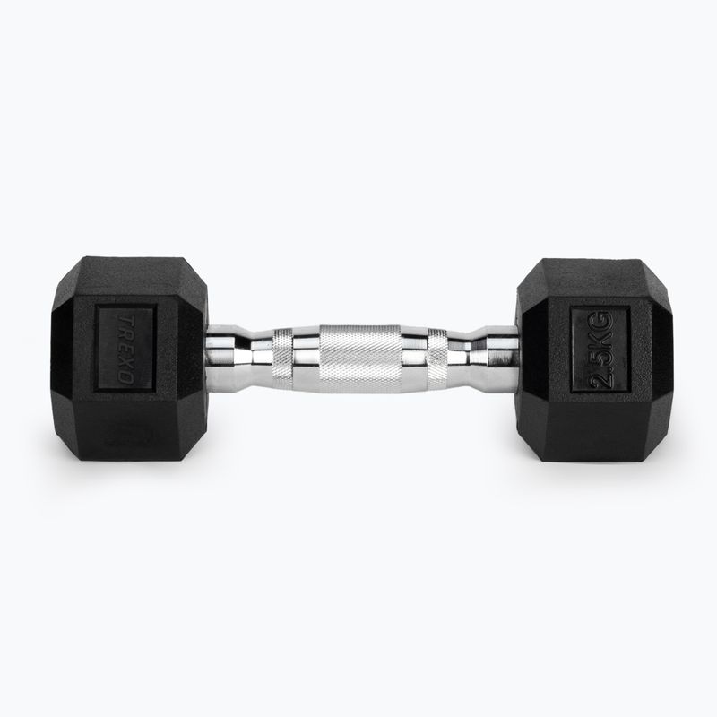 TREXO Hex HXD25 rubberised dumbbell 2.5 kg 4