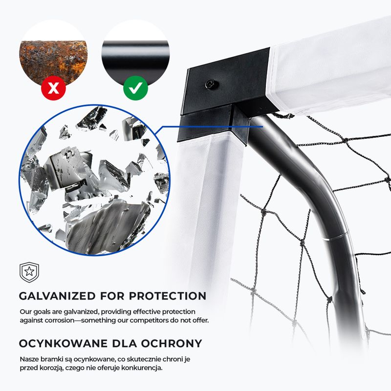 OneTeam One football goal 300 x 200 cm galvanized steel white/black 3