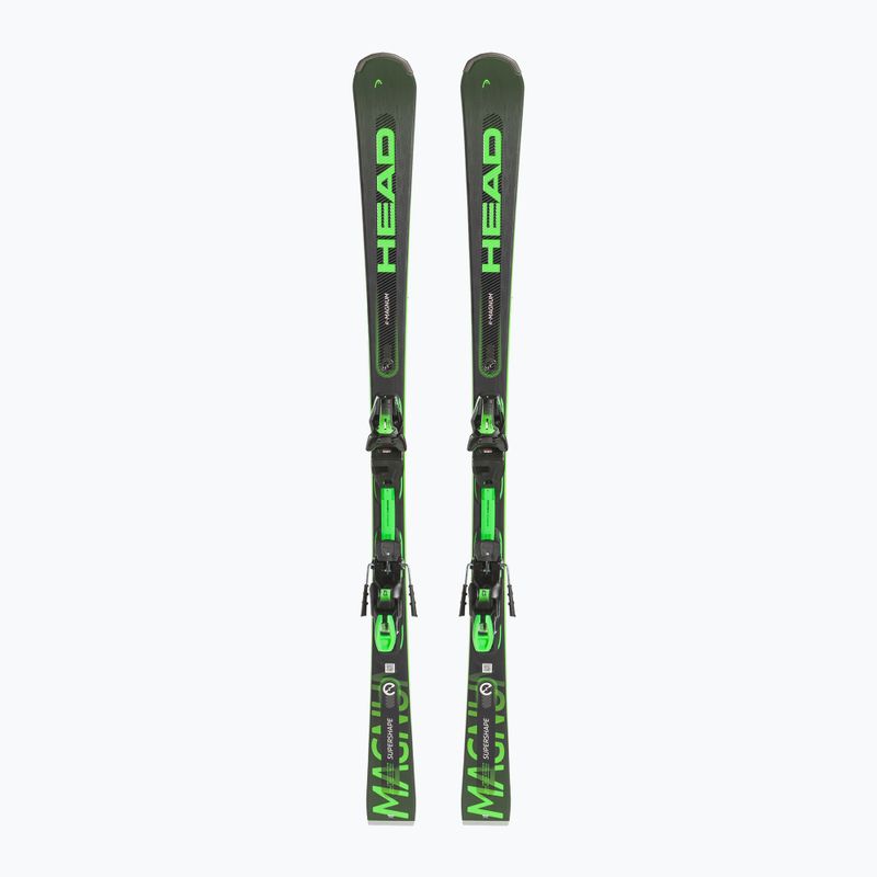 HEAD Supershape e-Magnum SW SF-PR + PRD 12 black/neon green downhill skis