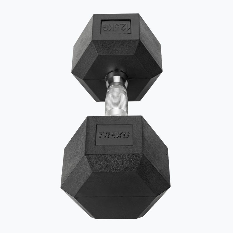 TREXO Hex 12.5 kg rubberised dumbbell 3