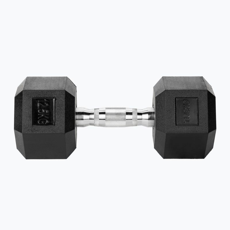 TREXO Hex 12.5 kg rubberised dumbbell 4