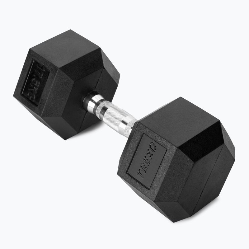 XTREXO Hex 17.5 kg rubberised dumbbell 6