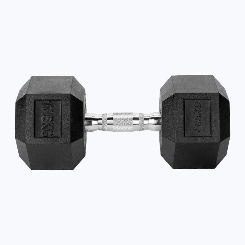 XTREXO Hex 17.5 kg rubberised dumbbell 8