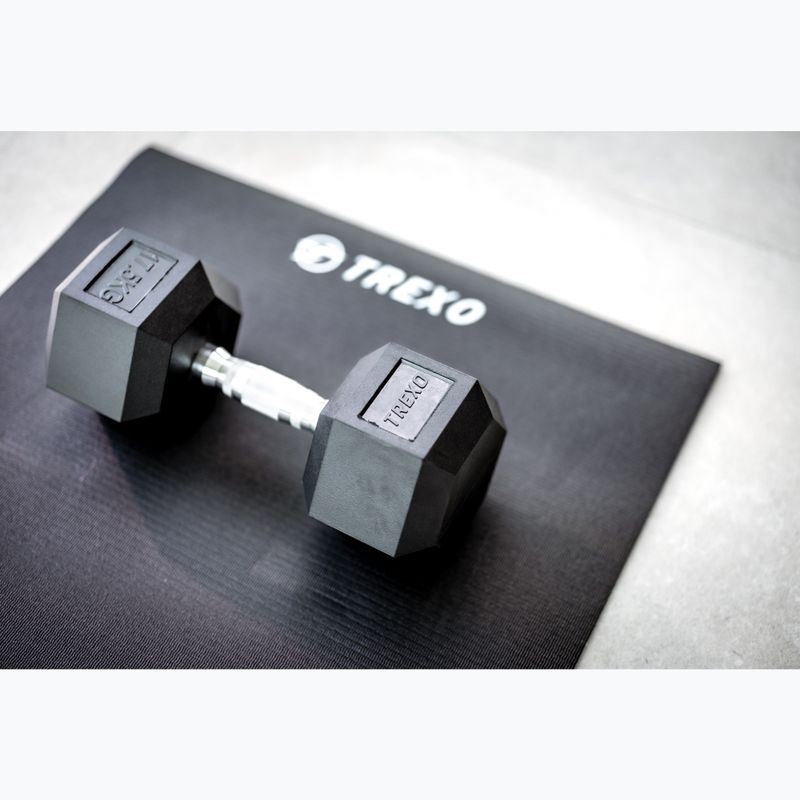 TREXO Hex 17.5 kg rubberised dumbbell 4