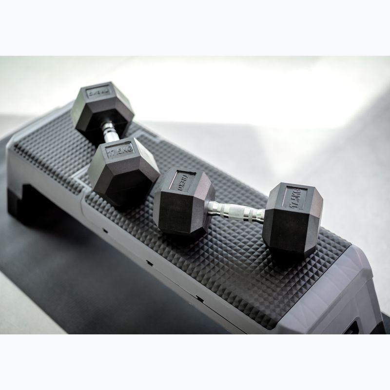 TREXO Hex 17.5 kg rubberised dumbbell 8