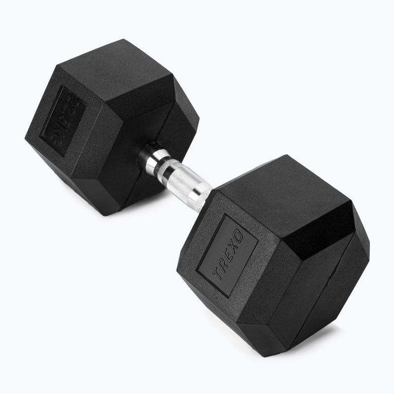 TREXO Hex 22.5 kg rubberised dumbbell 2