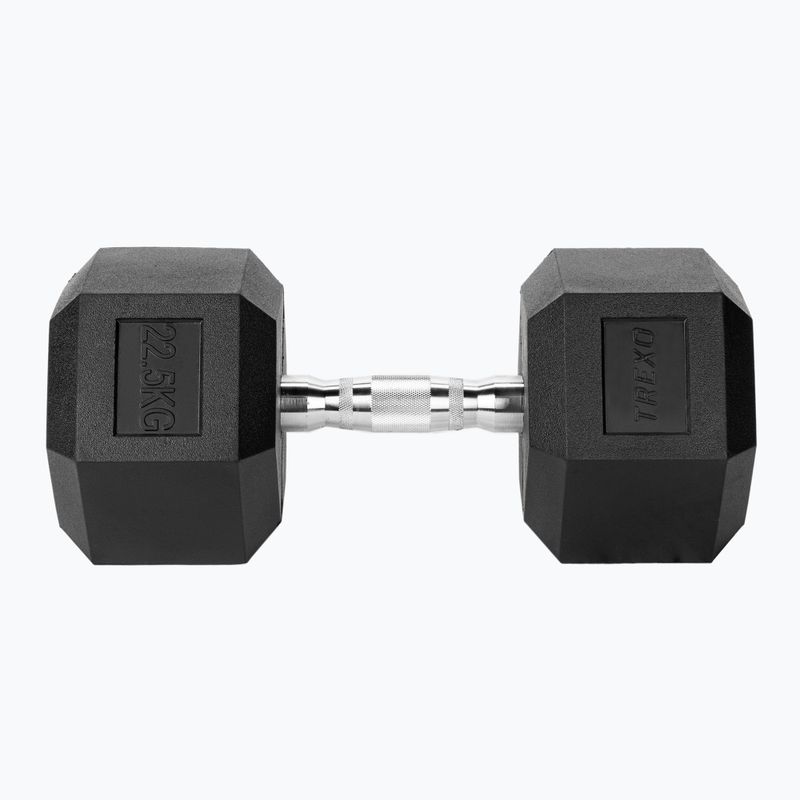 TREXO Hex 22.5 kg rubberised dumbbell 4