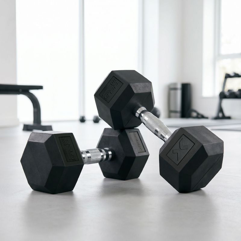 XTREXO Hex 22.5 kg rubberised dumbbell 3