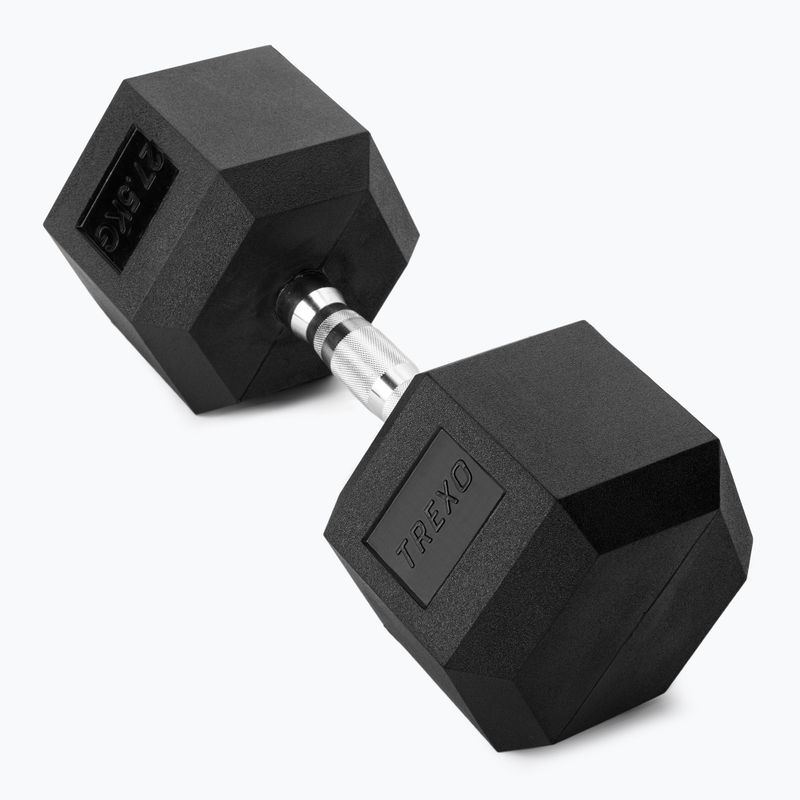 XTREXO Hex 27.5 kg rubberised dumbbell 2