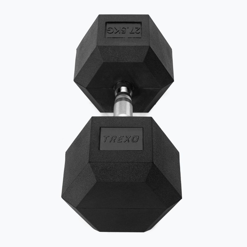 XTREXO Hex 27.5 kg rubberised dumbbell 3
