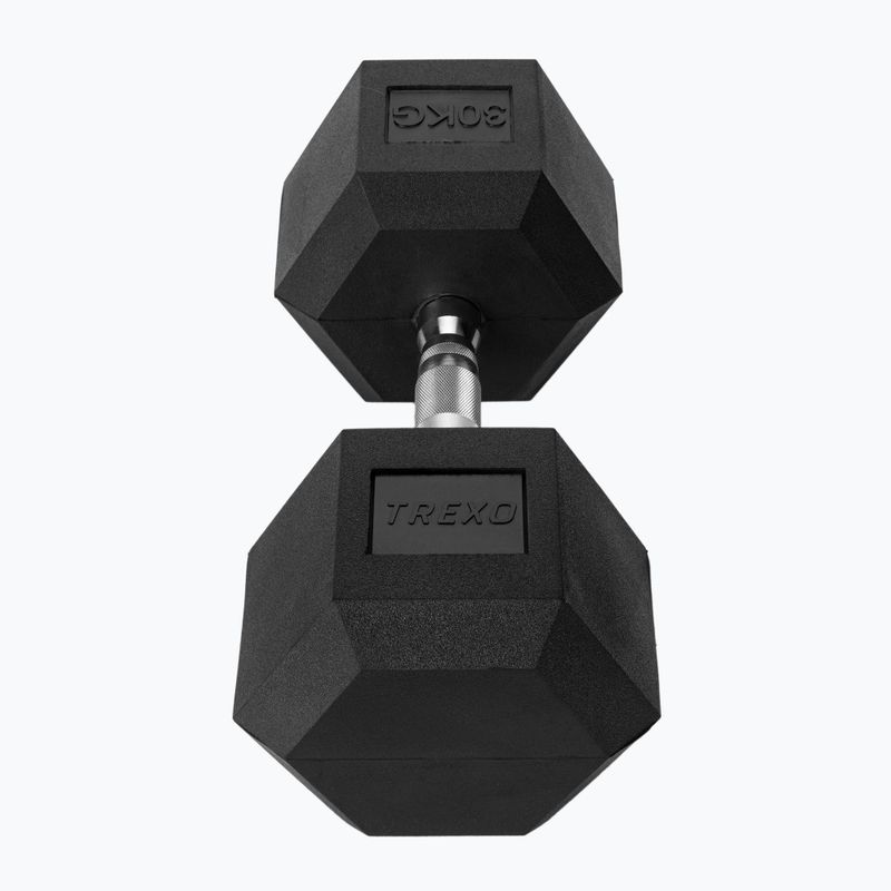 TREXO Hex 30 kg rubberised dumbbell 3