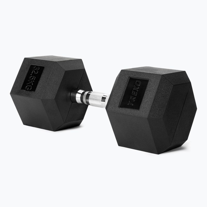 TREXO Hex 32.5 kg rubberised dumbbell