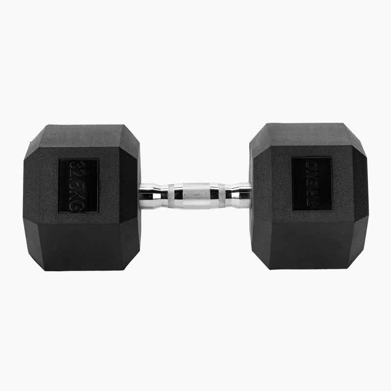 TREXO Hex 32.5 kg rubberised dumbbell 4