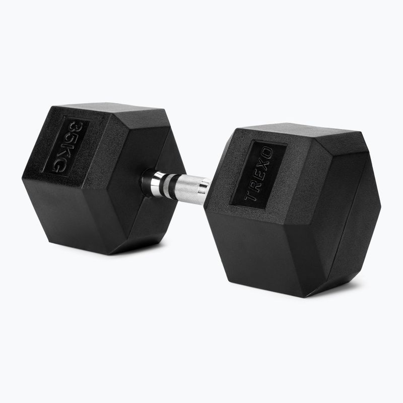 TREXO Hex 35 kg rubberised dumbbell