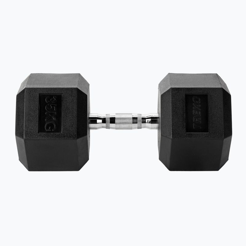 XTREXO Hex 35 kg rubberised dumbbell 5