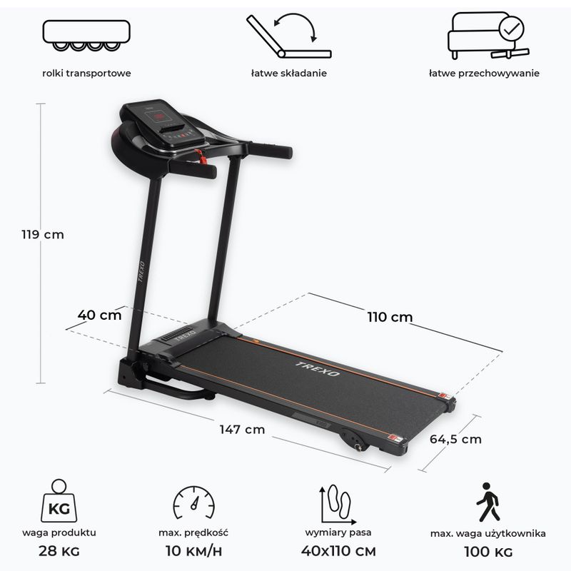 XTREXO X100 electric treadmill black 3