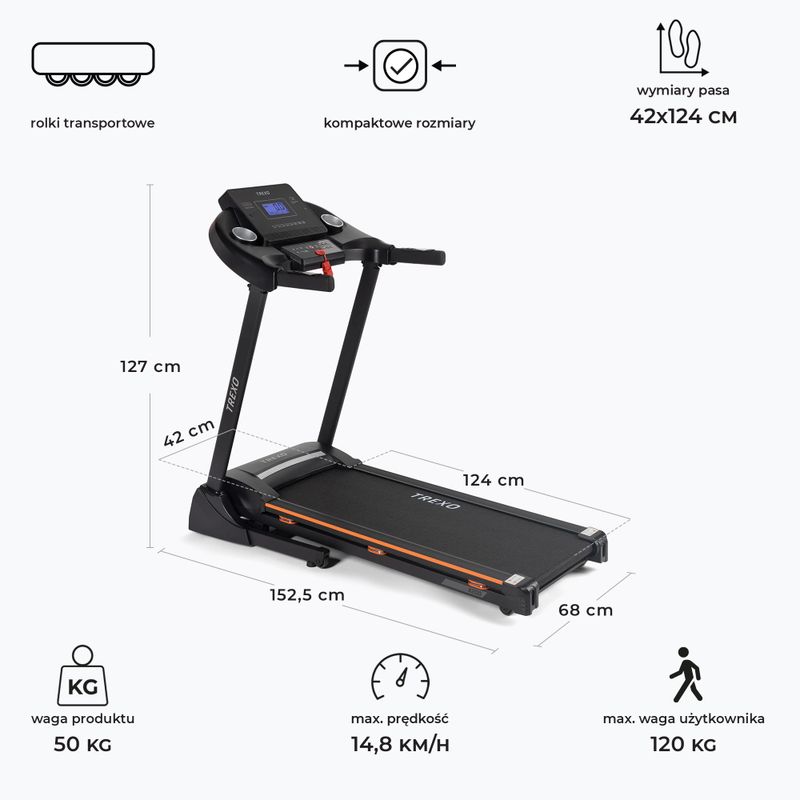 TREXO X200 electric treadmill black 2
