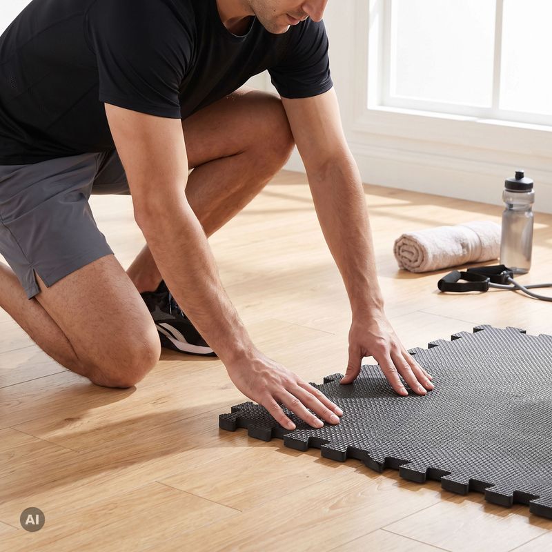 XTREXO protective mat Puzzle 6 pieces black 5