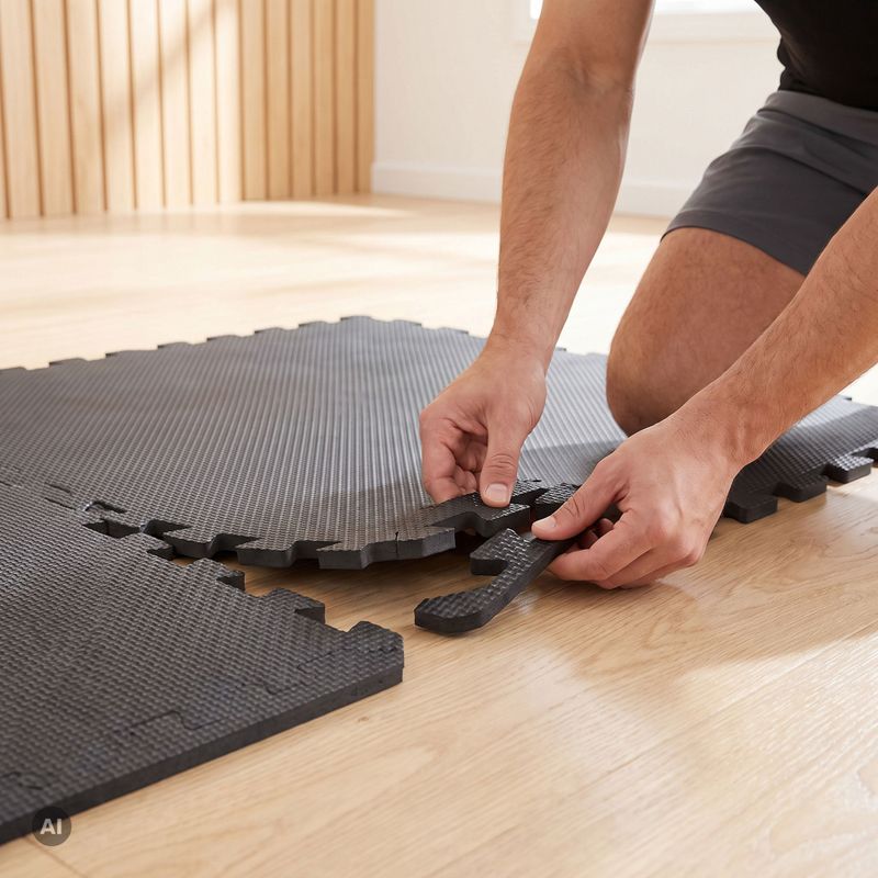 XTREXO protective mat Puzzle 6 pieces black 6