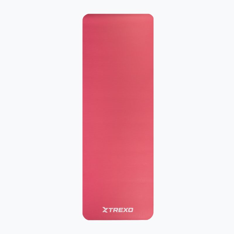 TREXO NBR 15 mm exercise mat with strap pink 3