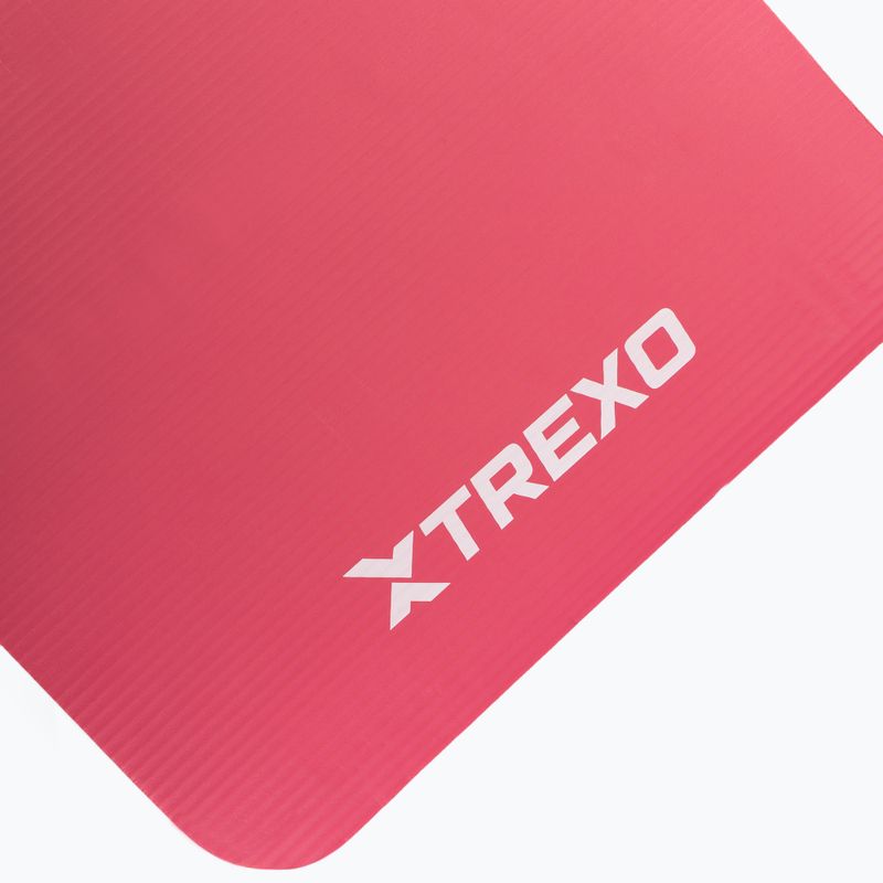 TREXO NBR 15 mm exercise mat with strap pink 4