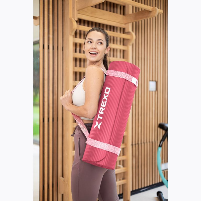 XTREXO NBR 15 mm exercise mat with strap pink 3