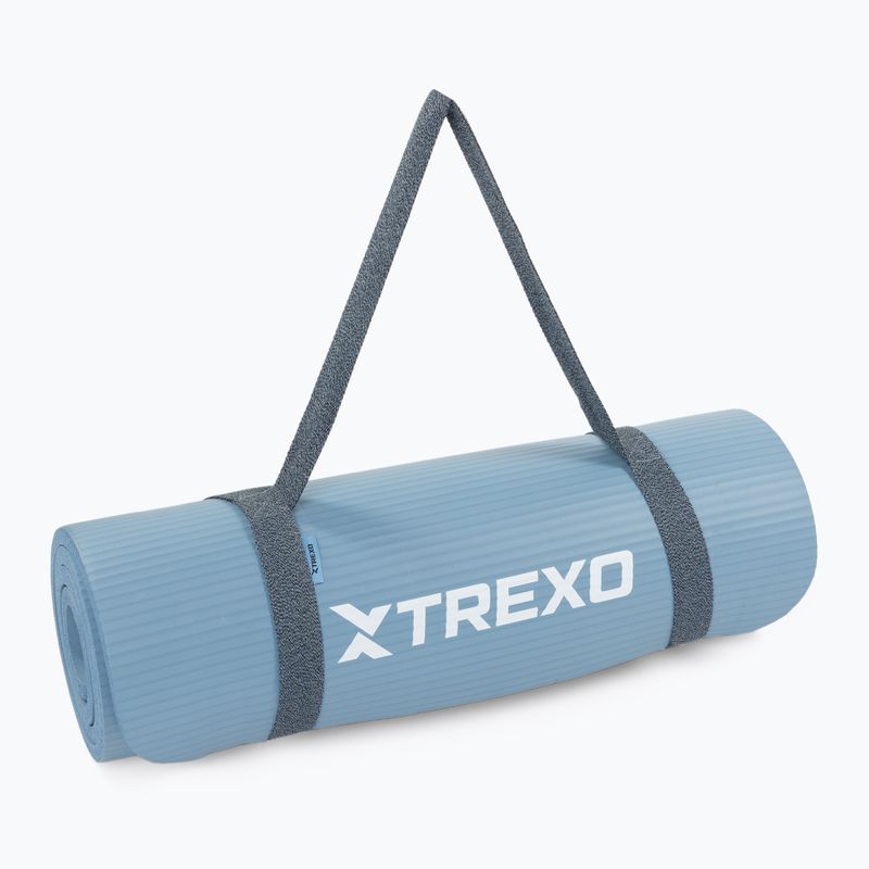 TREXO NBR 15 mm exercise mat with strap blue 7