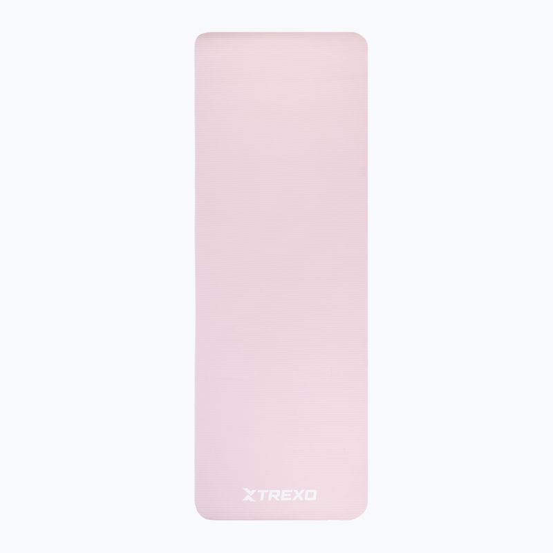 TREXO NBR 15 mm exercise mat with strap pink 3