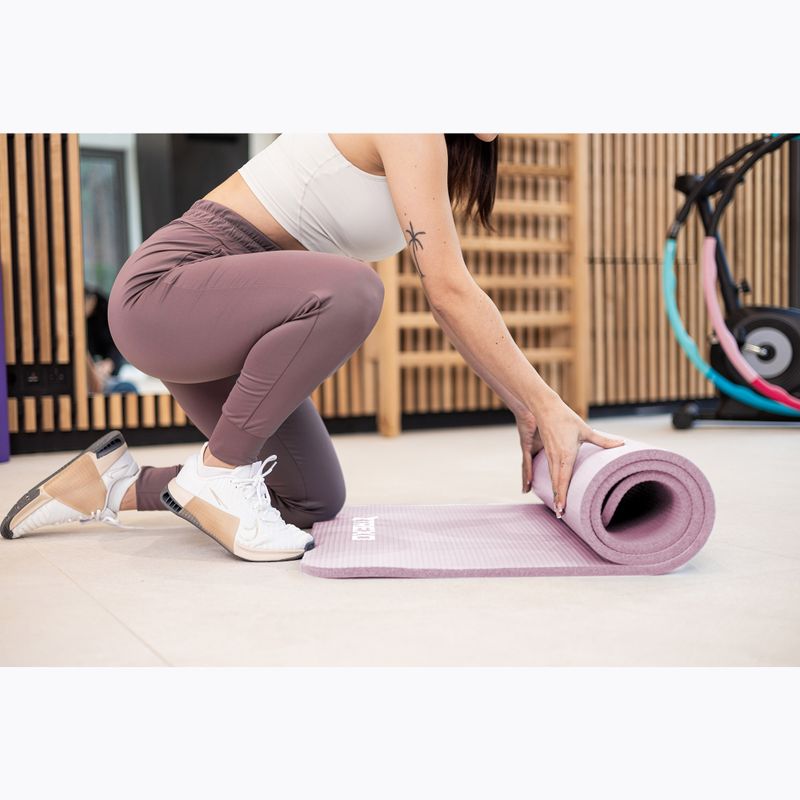 TREXO NBR 15 mm exercise mat with strap pink 5