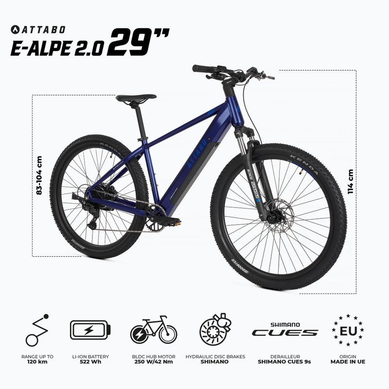ATTABO E-ALPE 2.0 29" electric bike 36V 14.5Ah 504Wh blue 2