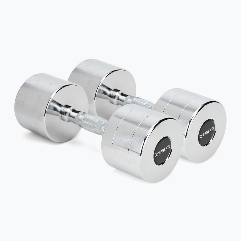 XTREXO chrome dumbbells 2x12 kg silver