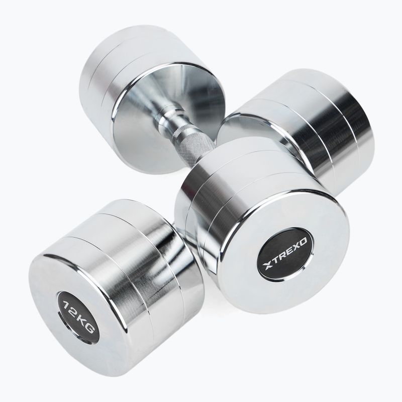 XTREXO chrome dumbbells 2x12 kg silver 5