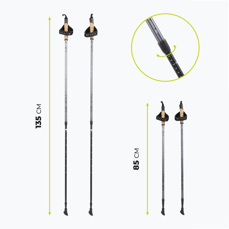KADVA Aruku adjustable black Nordic walking poles 2