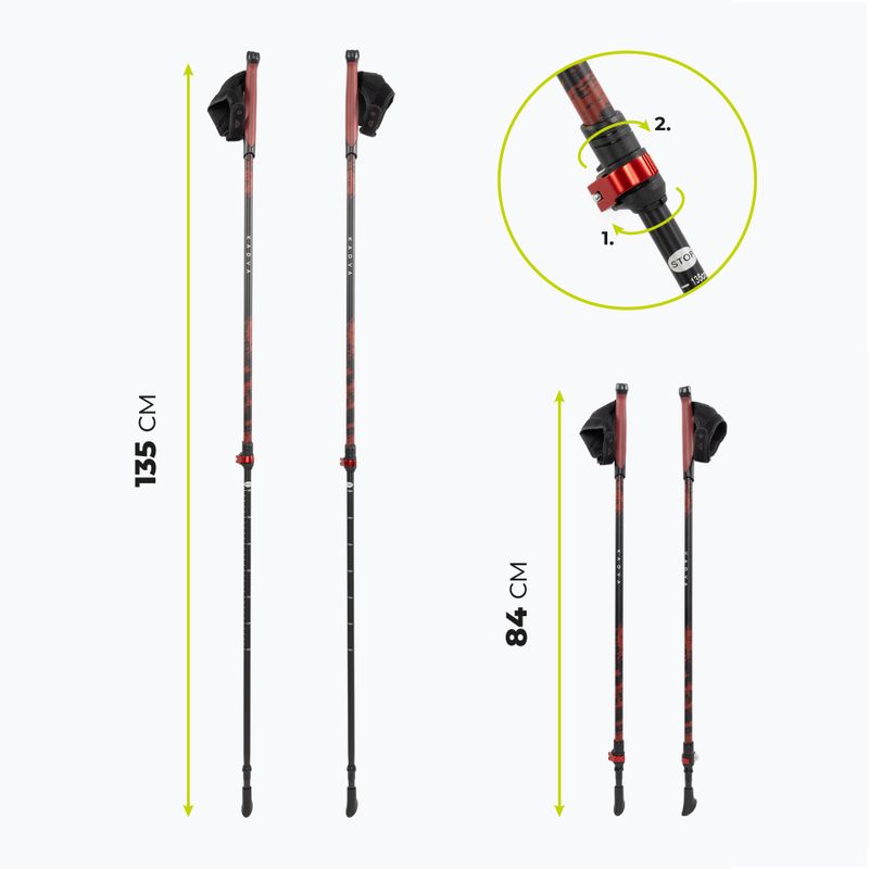 KADVA Halna adjustable red Nordic walking poles 2