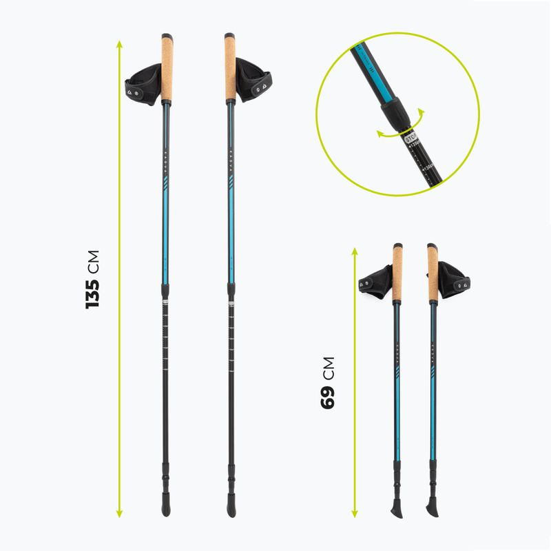 Adjustable KADVA Luna Nordic Walking Poles in Blue 2