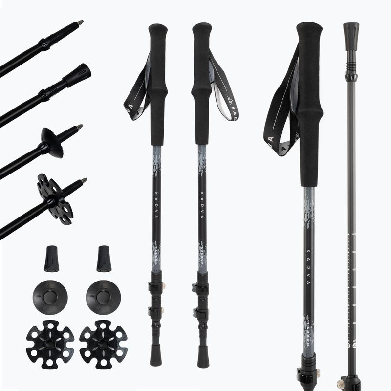 KADVA Torre adjustable carbon trekking poles grey