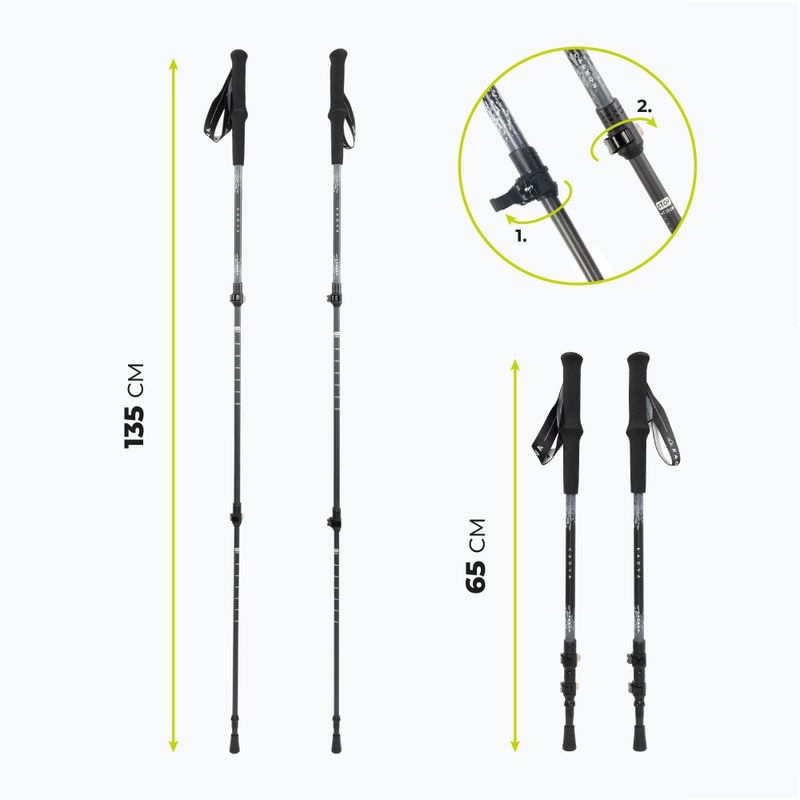 KADVA Torre adjustable carbon trekking poles grey 2