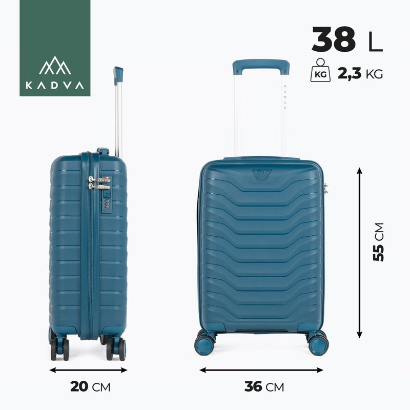 KADVA Sancho 38L Cabin Travel Suitcase Blue 3
