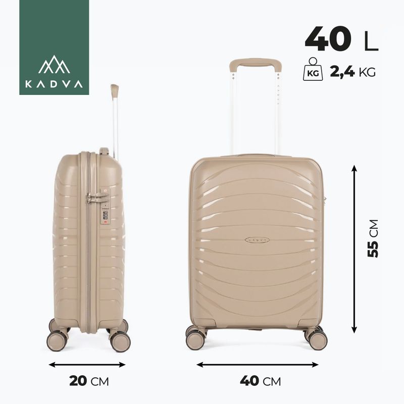 KADVA Brava 40L Beige Cabin Travel Suitcase 3