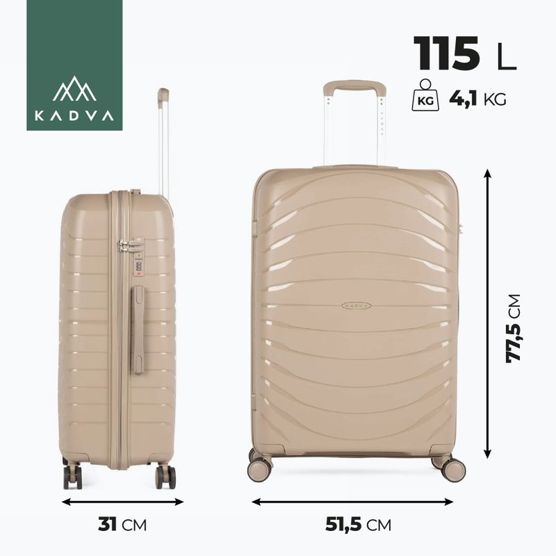 Large KADVA Brava 115 l Travel Suitcase in Beige 3