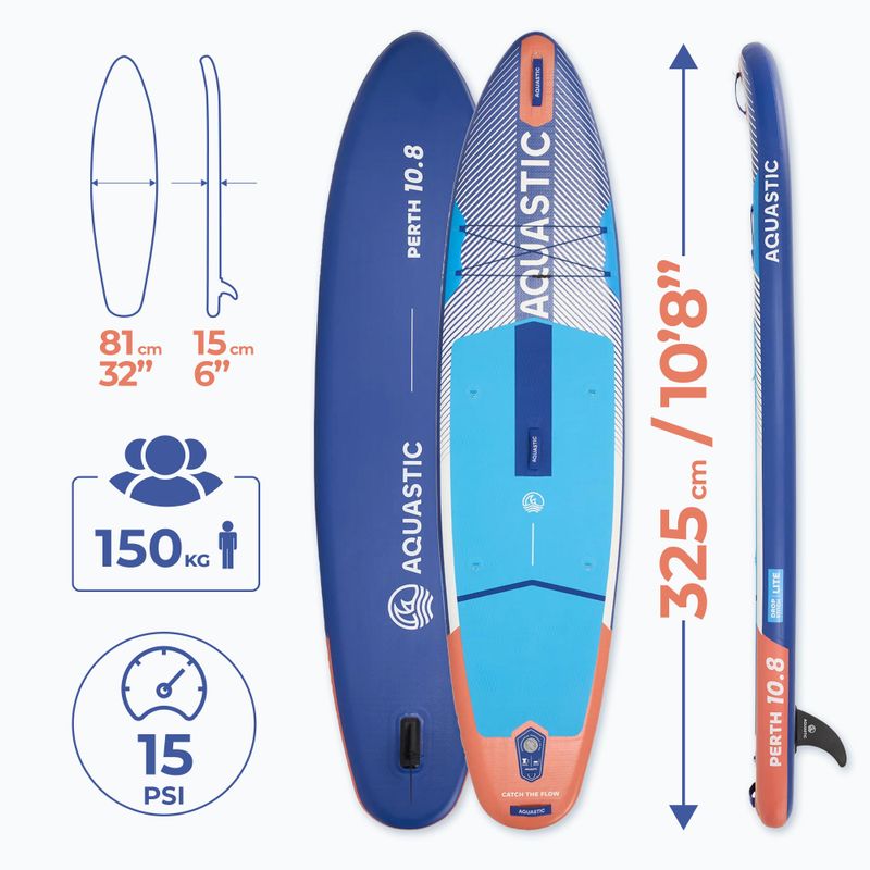 Inflatable board set SUP AQUASTIC Perth 10'8" all-round blue 16