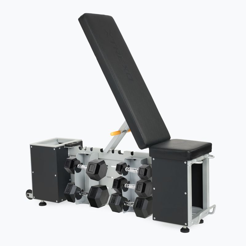 Set TREXO Bench Storage + dumbells Hex black